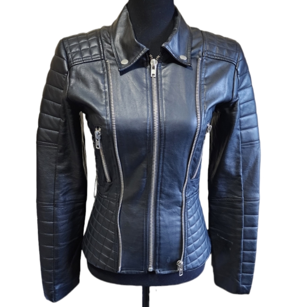 W118 by Walter Baker Black Faux Leather Moto Jacket